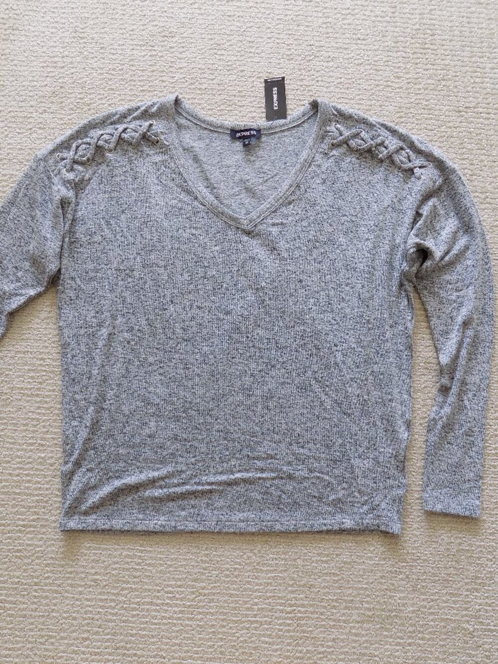 NEW JUNIORS WOMENS EXPRESS JEANS XS EXTRA SMALL GREY HEATHERED SHIRT TOP